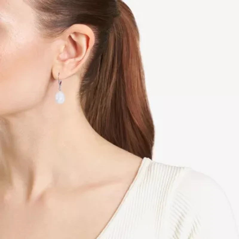 Silver Treasures Womens White Cultured Freshwater Pearl Sterling Silver Drop Earrings
