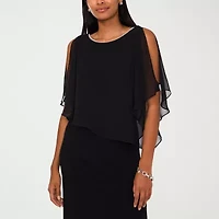 MSK Cape Womens Embellished Elbow Sleeve Evening Gown