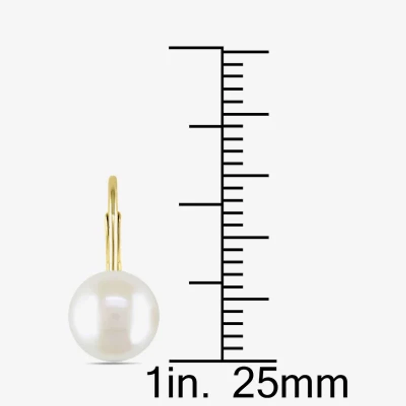 Cultured Freshwater Button Pearl 10K Yellow Gold Earrings