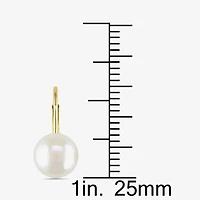 Cultured Freshwater Button Pearl 10K Yellow Gold Earrings