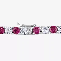 Womens Lab Created Red Ruby Sterling Silver 7.25 Inch Tennis Bracelet