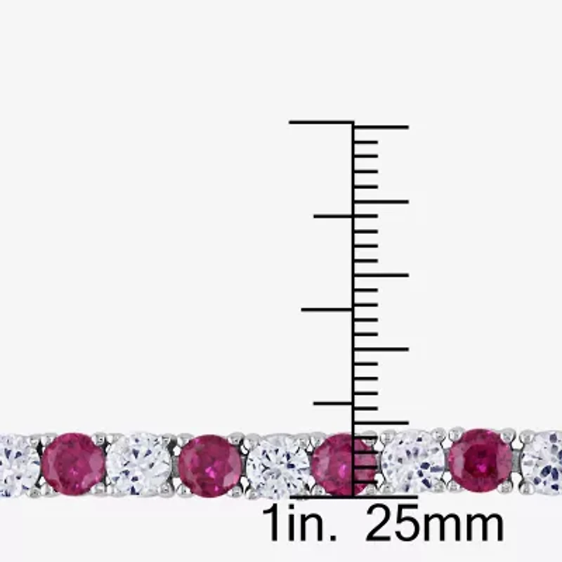 Womens Lab Created Red Ruby Sterling Silver 7.25 Inch Tennis Bracelet