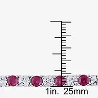 Womens Lab Created Red Ruby Sterling Silver 7.25 Inch Tennis Bracelet