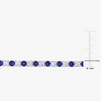 Womens Lab Created Blue Sapphire Sterling Silver 7.25 Inch Tennis Bracelet