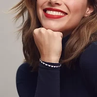 Womens Lab Created Blue Sapphire Sterling Silver 7.25 Inch Tennis Bracelet