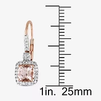 Genuine Morganite & Diamond Leverback Earrings  