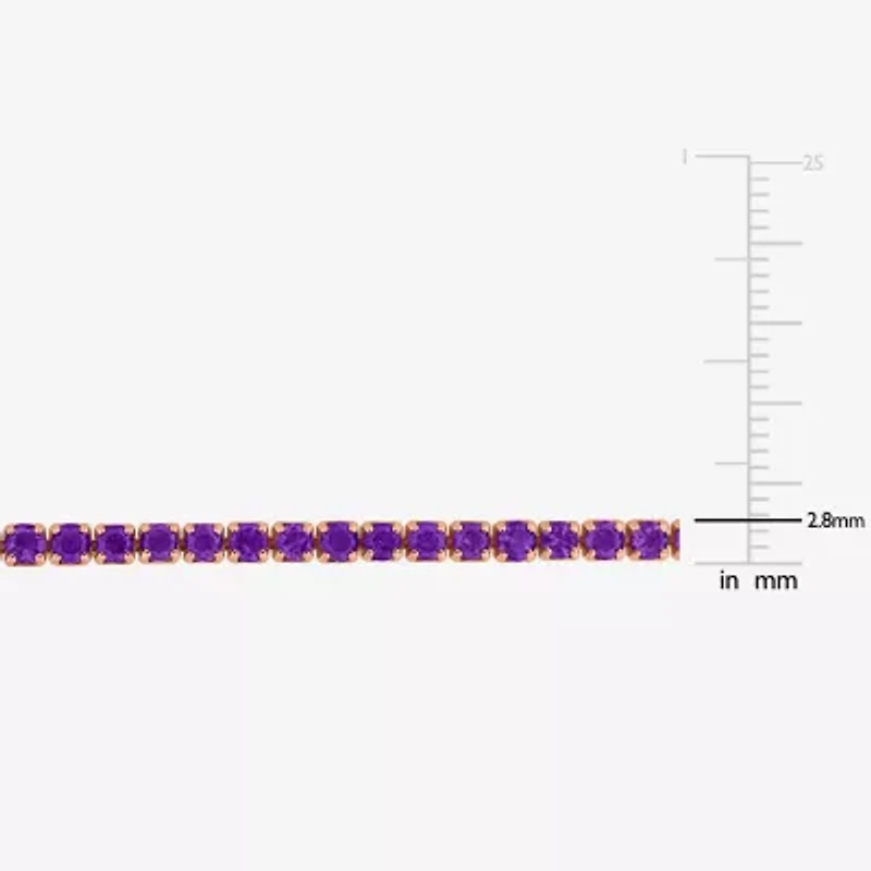 Womens Genuine Purple Amethyst Sterling Silver Bolo Bracelet