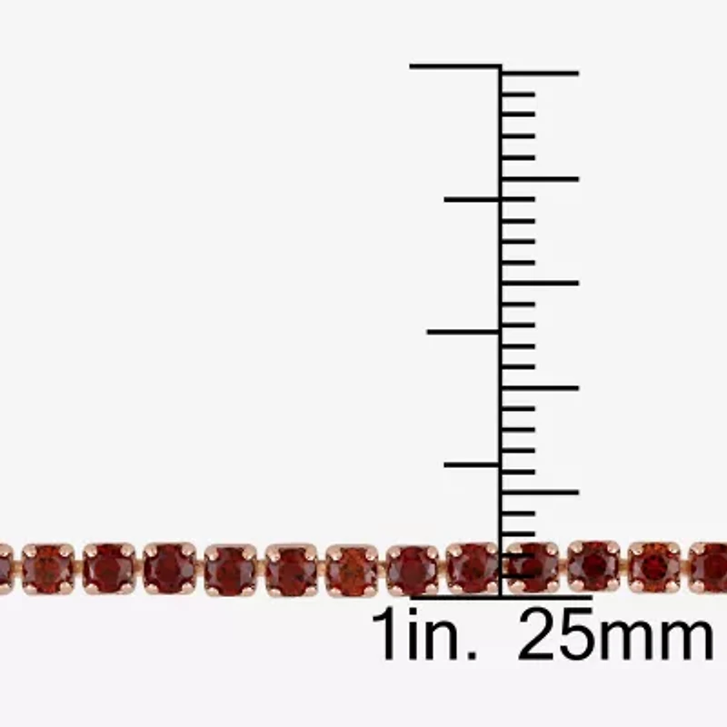 Womens Genuine Red Garnet Sterling Silver Bolo Bracelet