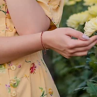 Womens Genuine Red Garnet Sterling Silver Bolo Bracelet
