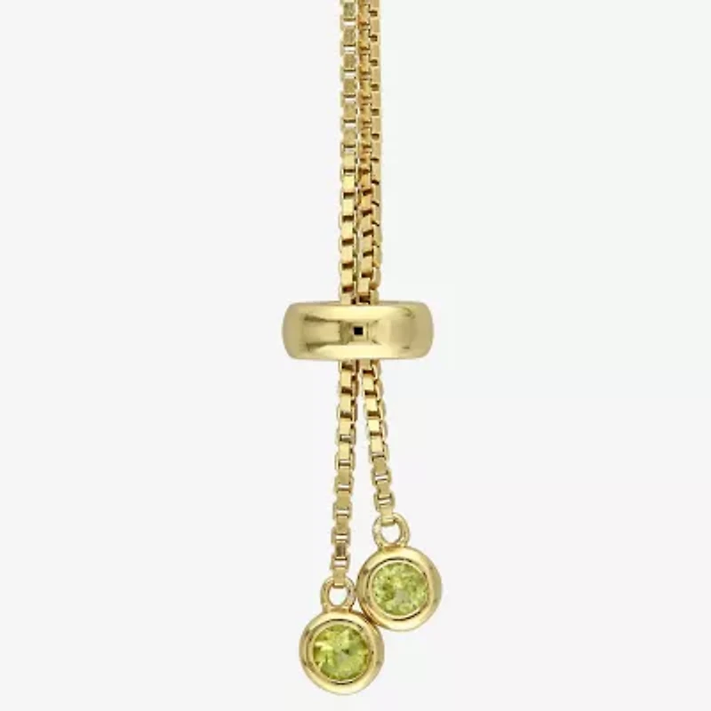 Womens Genuine Green Peridot Sterling Silver Bolo Bracelet