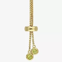 Womens Genuine Green Peridot Sterling Silver Bolo Bracelet
