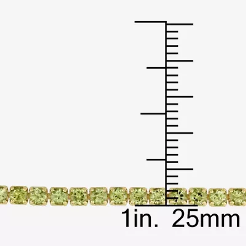 Womens Genuine Green Peridot Sterling Silver Bolo Bracelet