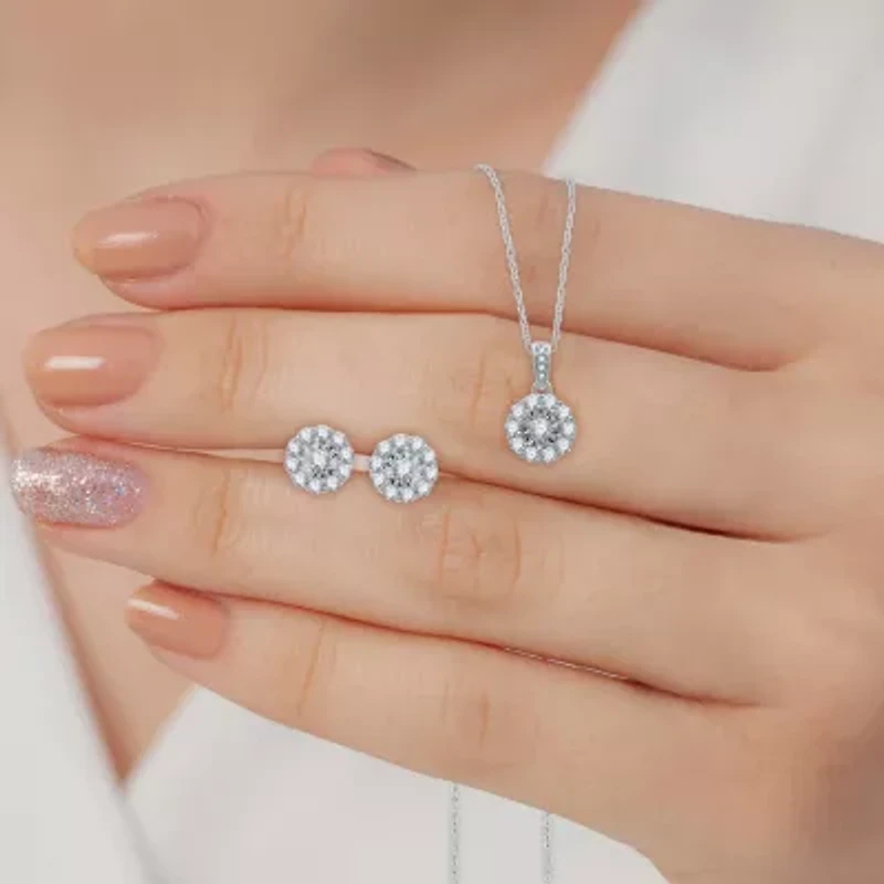 (H-I / I1) Womens 1 CT. T.W. Lab Grown Diamond 10K White Gold 2-pc. Jewelry Set