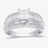 (G / I1) Womens 1 1/2 CT. T.W. Lab Grown White Diamond 10K Gold Side Stone Engagement Ring