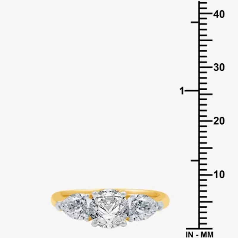 Signature By Modern Bride (H-I / Si1-Si2) Womens 2 1/4 CT. T.W. Lab Grown White Diamond 14K Gold Round 3-Stone Engagement Ring