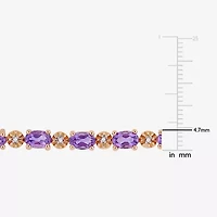 Womens Diamond Accent Genuine Purple Amethyst 18K Rose Gold Over Silver Tennis Bracelet