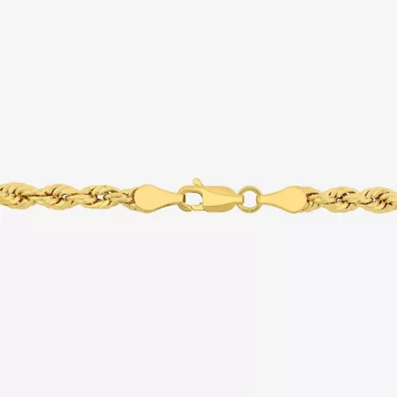 Womens 14K Gold 7.5 Inch Hollow Rope Chain Bracelet