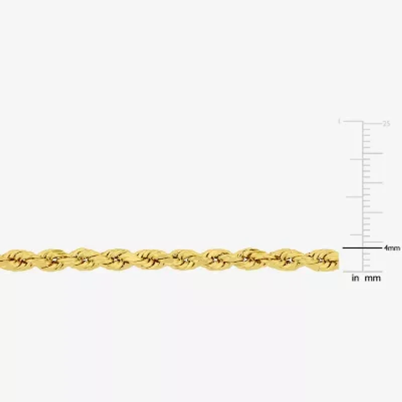 Womens 14K Gold 7.5 Inch Hollow Rope Chain Bracelet