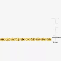 Womens 14K Gold 7.5 Inch Hollow Rope Chain Bracelet