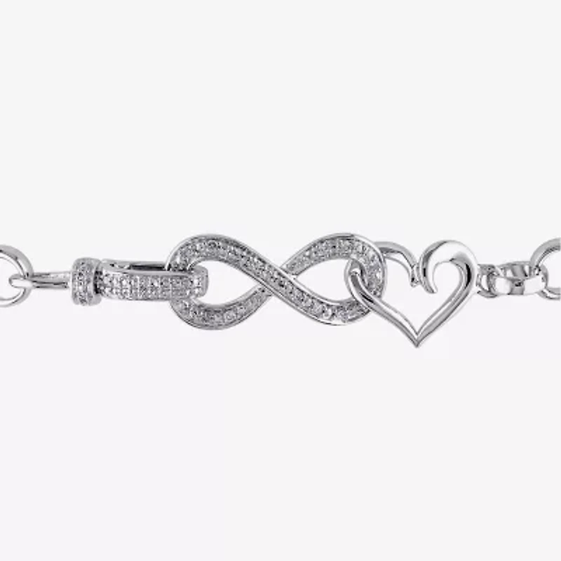 1/10 CT.T.W. Natural Diamond Sterling SIlver Heart & Infinity Bracelet
