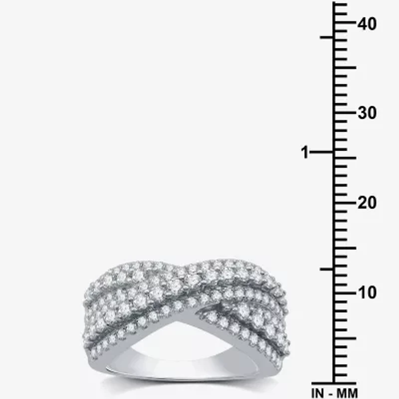 Womens 5.5MM 1 1/2 CT. T.W. Lab Grown White Diamond Sterling Silver Band