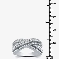 Womens 5.5MM 1 1/2 CT. T.W. Lab Grown White Diamond Sterling Silver Band