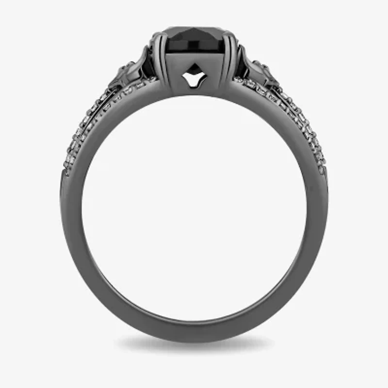 Enchanted Disney Fine Jewelry Villains Womens 1/5 CT. Genuine Black Onyx Sterling Silver Oval Maleficent Cocktail Ring