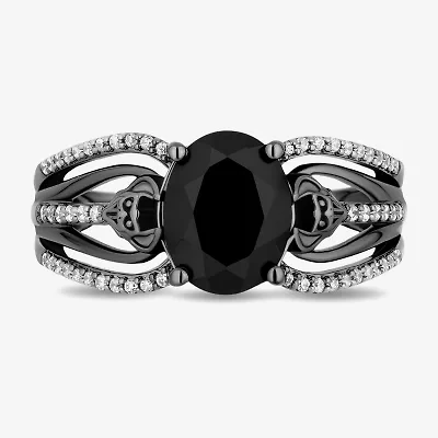 Enchanted Disney Fine Jewelry Villains Womens 1/5 CT. Genuine Black Onyx Sterling Silver Oval Maleficent Cocktail Ring