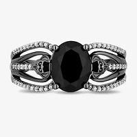 Enchanted Disney Fine Jewelry Villains Womens 1/5 CT. Genuine Black Onyx Sterling Silver Oval Maleficent Cocktail Ring