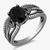 Enchanted Disney Fine Jewelry Villains Womens 1/5 CT. Genuine Black Onyx Sterling Silver Oval Maleficent Cocktail Ring