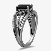 Enchanted Disney Fine Jewelry Villains Womens 1/5 CT. Genuine Black Onyx Sterling Silver Oval Maleficent Cocktail Ring