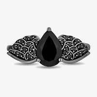 Enchanted Disney Fine Jewelry Villains Womens 1/5 CT. Genuine Black Onyx Sterling Silver Pear Wing Maleficent Cocktail Ring