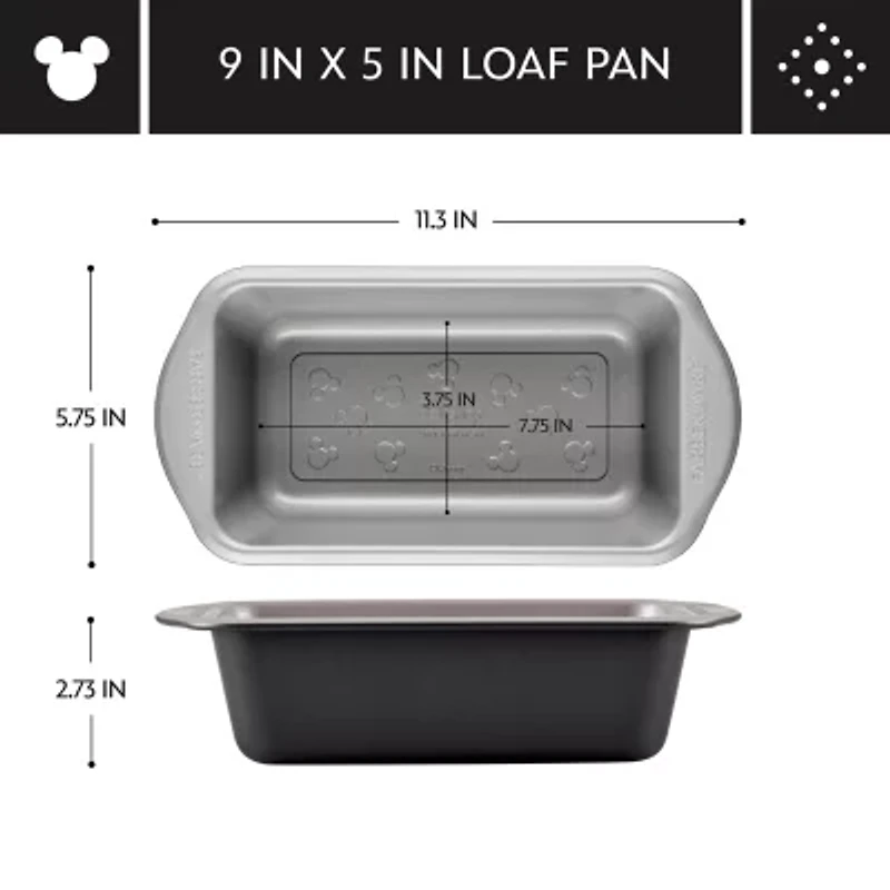Farberware Disney Bake with Mickey Mouse 9"X5" Non-Stick Loaf Pan