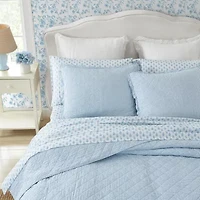 Laura Ashley Oxford Stripe Cotton Quilt Set