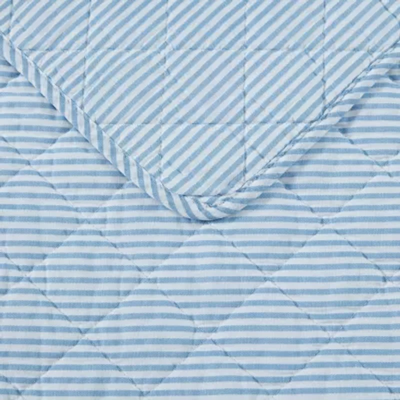 Laura Ashley Oxford Stripe Cotton Quilt Set