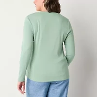 St. John's Bay Womens V Neck Long Sleeve T-Shirt