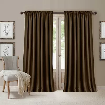 Elrene Home Fashions All Seasons Rod Pocket Back Tab Blackout Single Curtain Panel