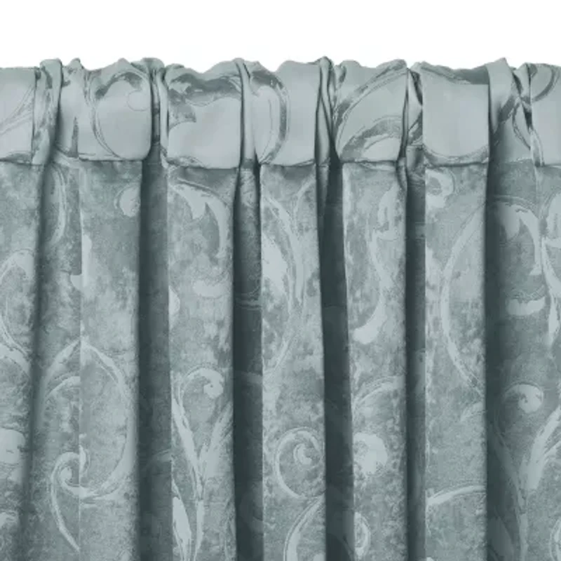 Elrene Home Fashions Mia Swirl Print Jacquard Rod Pocket Back Tab Energy Saving Blackout Single Curtain Panel