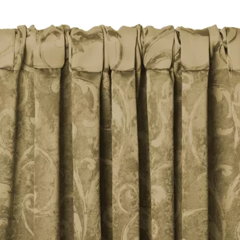 Elrene Home Fashions Mia Swirl Print Jacquard Rod Pocket Back Tab Energy Saving Blackout Single Curtain Panel