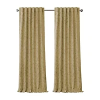 Elrene Home Fashions Mia Swirl Print Jacquard Rod Pocket Back Tab Energy Saving Blackout Single Curtain Panel