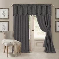Elrene Home Fashions Mia Swirl Print Jacquard Rod Pocket Back Tab Energy Saving Blackout Single Curtain Panel