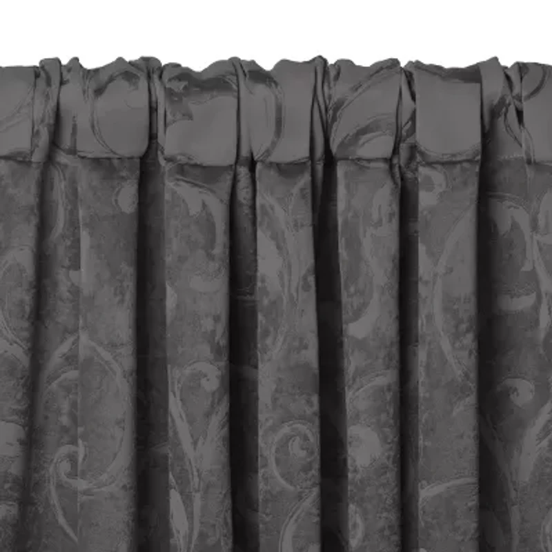 Elrene Home Fashions Mia Swirl Print Jacquard Rod Pocket Back Tab Energy Saving Blackout Single Curtain Panel