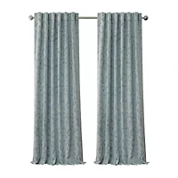 Elrene Home Fashions Mia Swirl Print Jacquard Rod Pocket Back Tab Energy Saving Blackout Single Curtain Panel