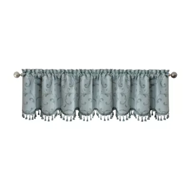 Elrene Home Fashions Mia Swirl Print Jacquard Rod Pocket Valance