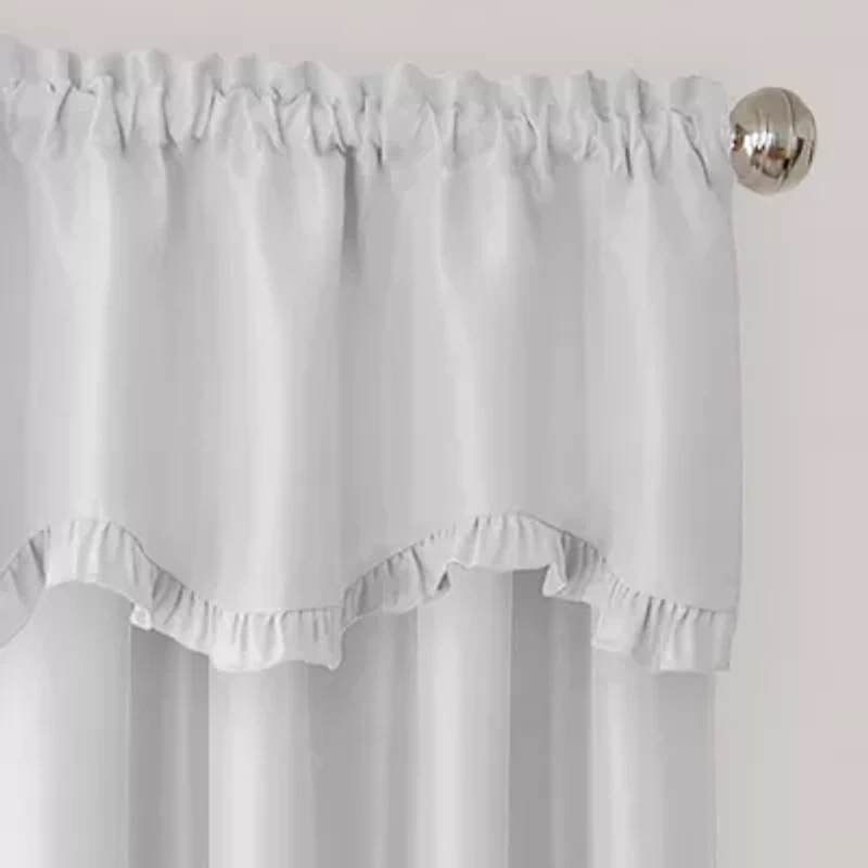 Elrene Home Fashions Adaline Ruffled Faux-Silk Rod Pocket Scallop Valance
