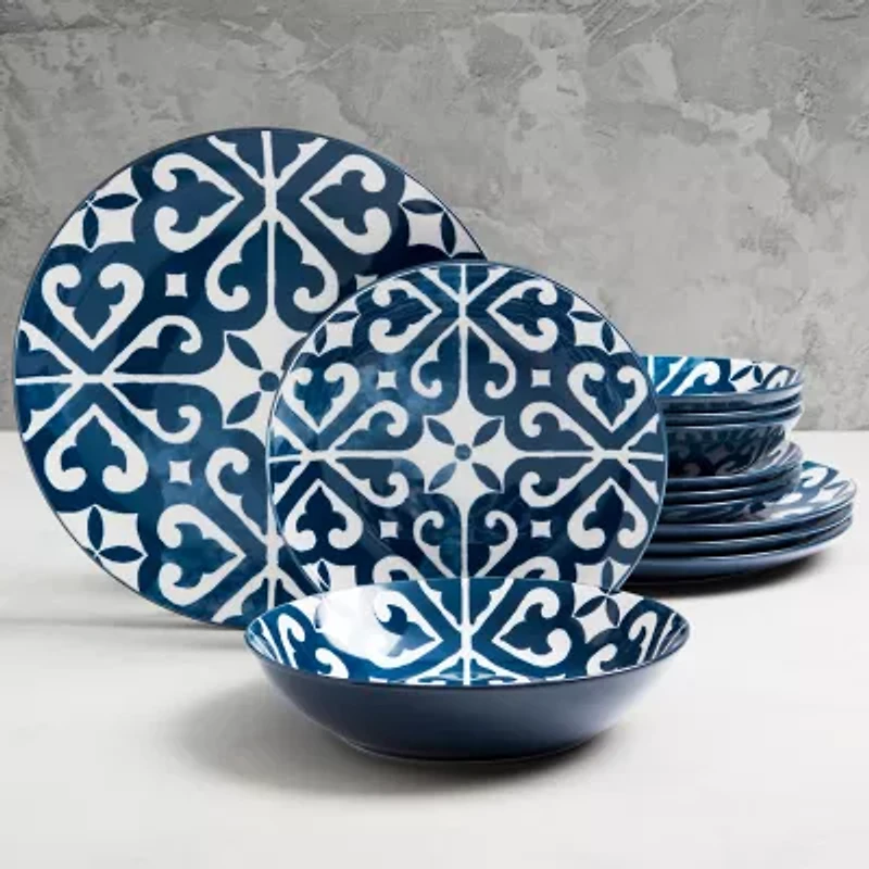 Fieldcrest Atlas Medallion 12-pc. Stoneware Dinnerware Set