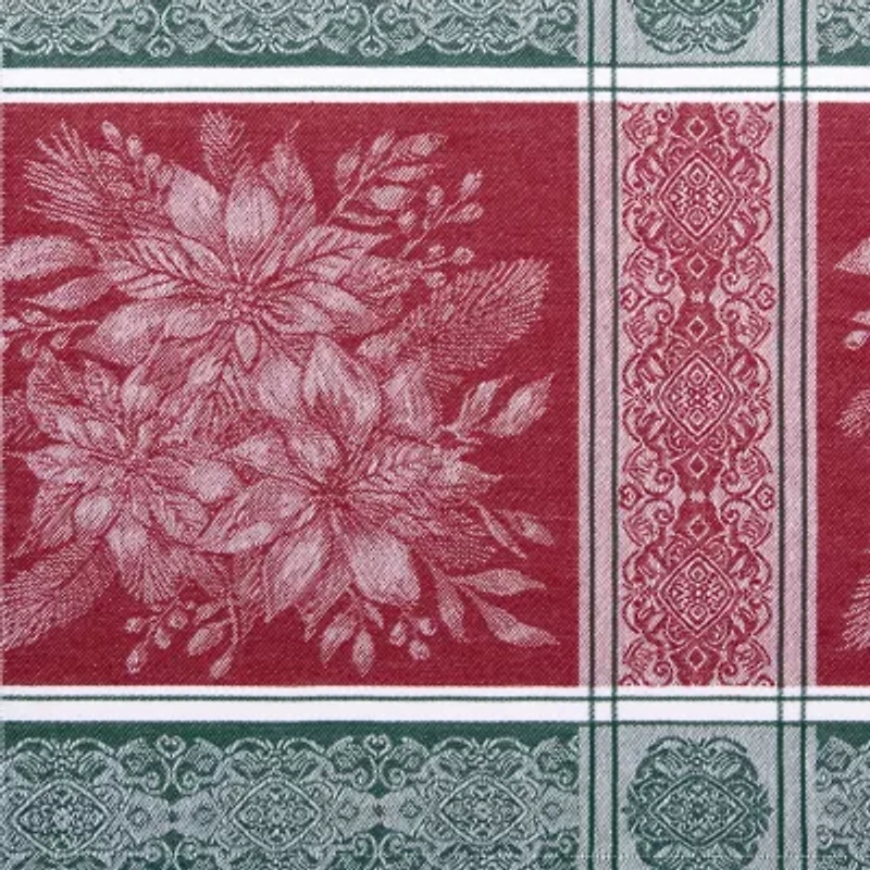 Elrene Home Fashions Poinsettia Plaid Jacquard Rectangle Tablecloth