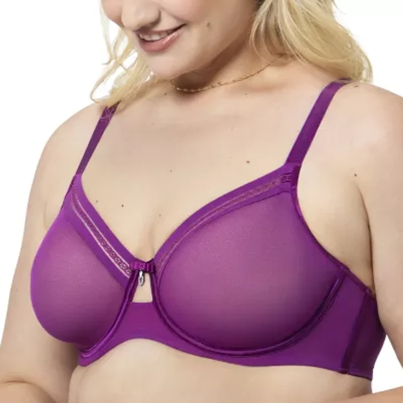 Curvy Couture Sheer Mesh w/ Trim Bra- 1634