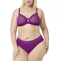 Curvy Couture Sheer Mesh w/ Trim Bra- 1634