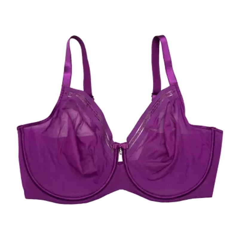 Curvy Couture Sheer Mesh w/ Trim Bra- 1634